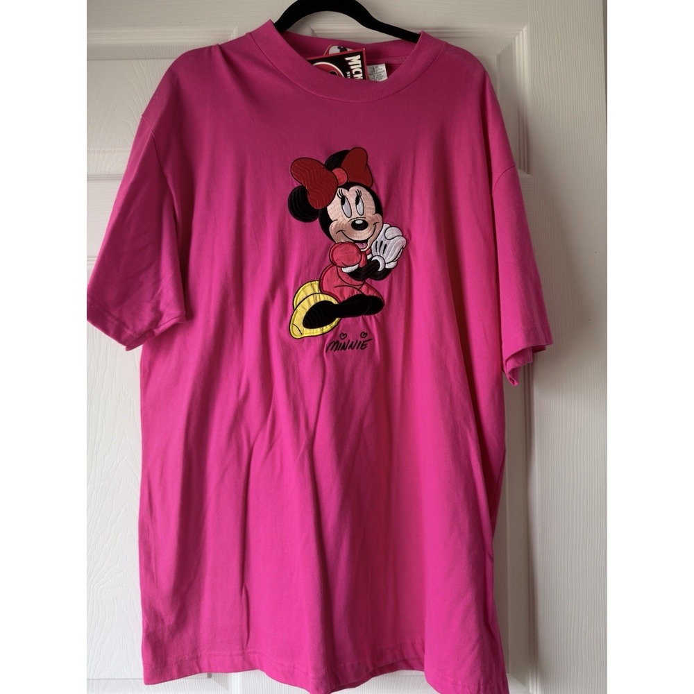 Disney Minnie Mouse Pink T-Shirt L/XL Graphic Tee Cotton Cute Casual